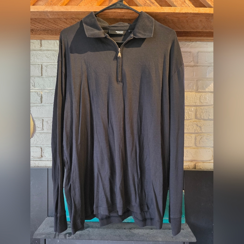 Murano Liquid Luxury Men's Black Long Sleeve 3/4 Zip Pullover Size XL